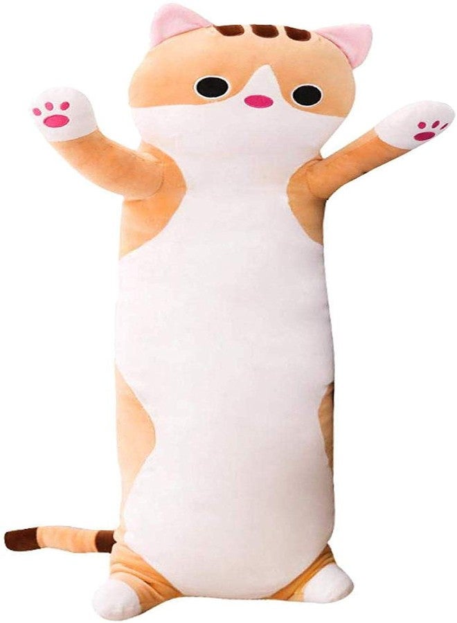 123Arts Cartoon Cat Soft Plush Long Throw Pillow Animal Neck Pillow Plush Toy,35" - Image 1